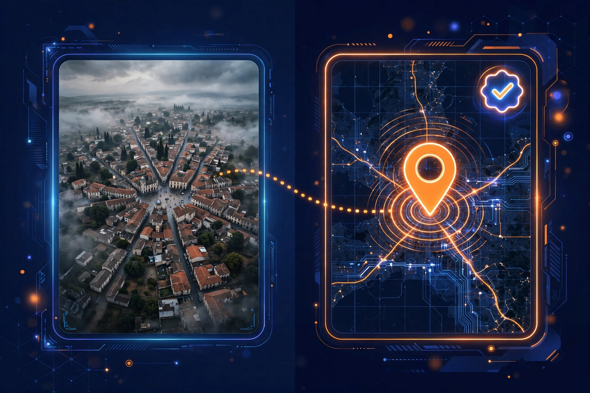 Verifying AI geolocation result against satellite map